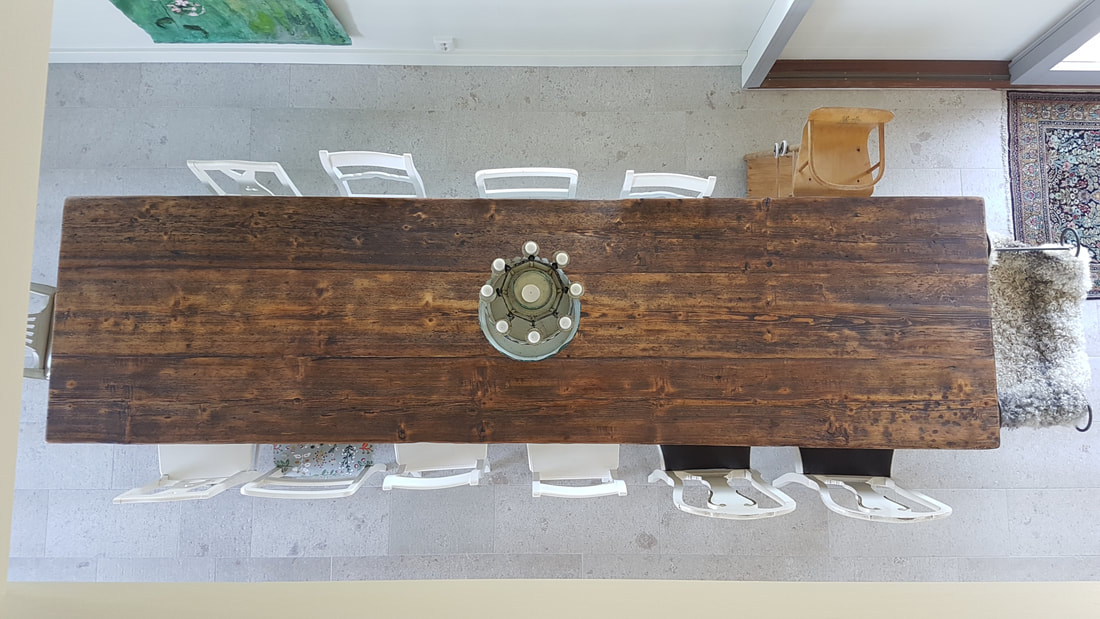 Måttbeställt rustikt matbord återvunnet trä